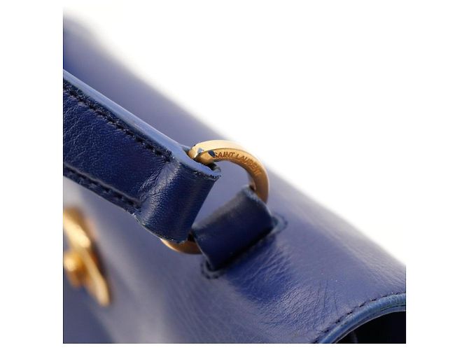 Saint Laurent Borsa Muse Two in Pelle Blu - vista 11