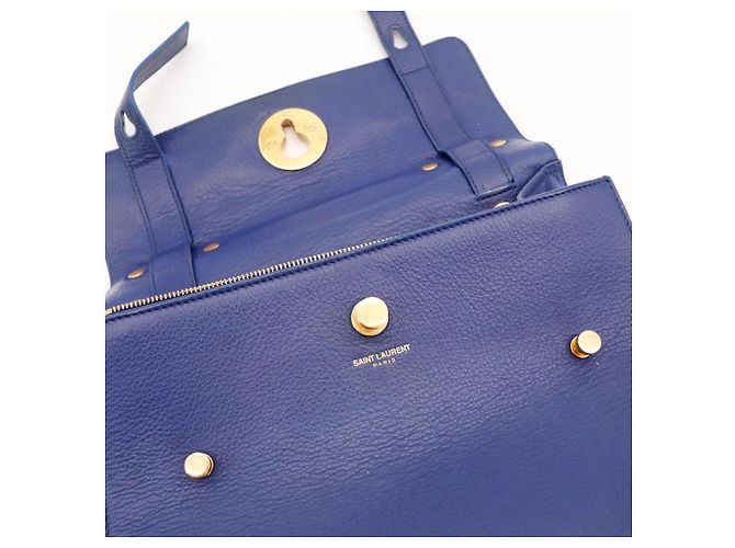 Saint Laurent Borsa Muse Two in Pelle Blu - vista 6