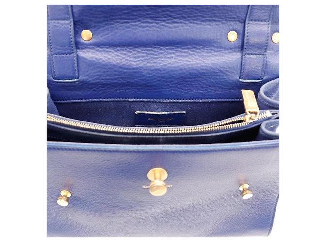 Saint Laurent Borsa Muse Two in Pelle Blu - vista 7