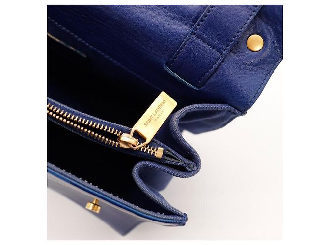 Saint Laurent Borsa Muse Two in Pelle Blu - vista 8