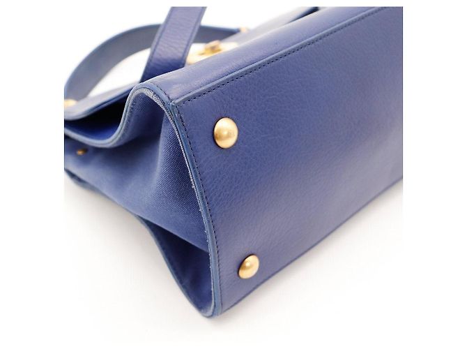 Saint Laurent Borsa Muse Two in Pelle Blu - vista 9