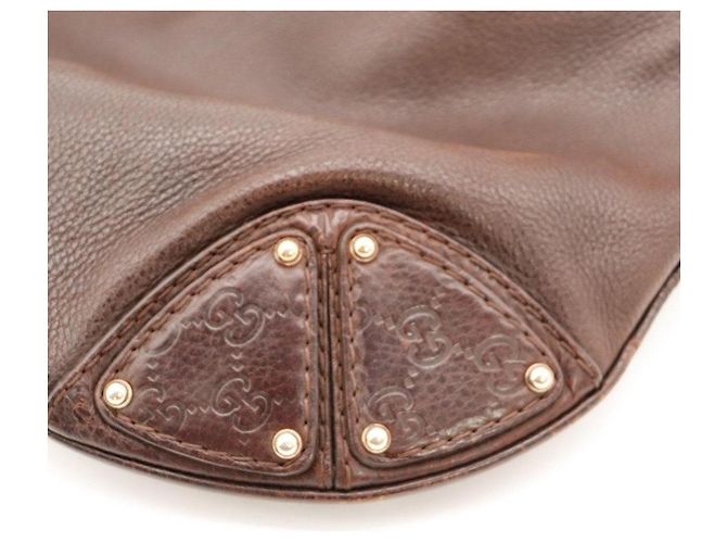 Gucci Borsa Hobo in pelle marrone con manico in bambù - vista 10