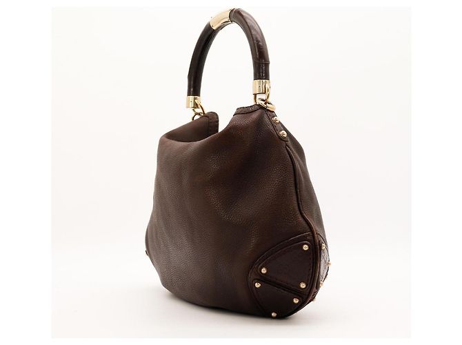 Gucci Borsa Hobo in pelle marrone con manico in bambù - vista 4
