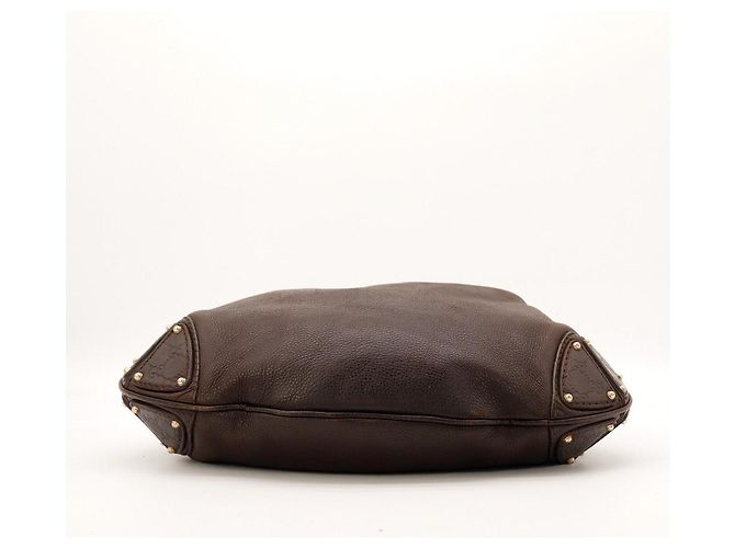 Gucci Borsa Hobo in pelle marrone con manico in bambù - vista 5