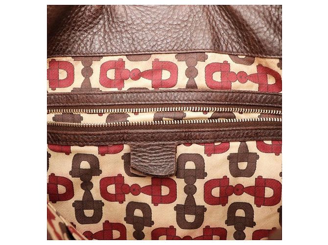 Gucci Borsa Hobo in pelle marrone con manico in bambù - vista 8