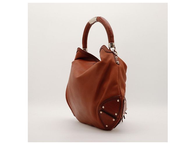 Gucci Borsa Hobo in pelle marrone con nappe - vista 4