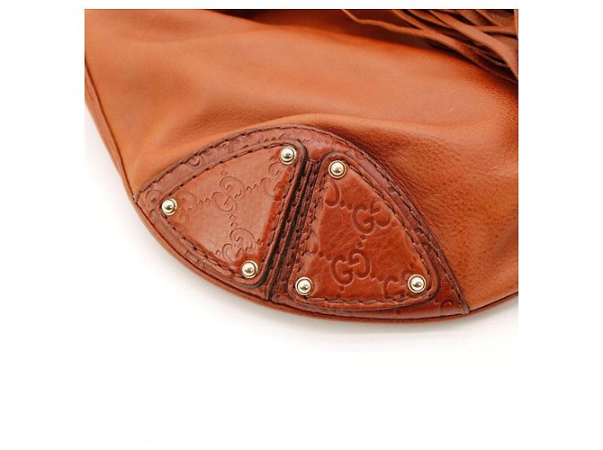 Gucci Borsa Hobo in pelle marrone con nappe - vista 7