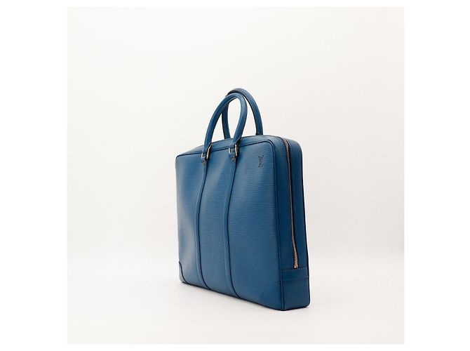 Louis Vuitton Valigetta in pelle Epi Blu - vista 2