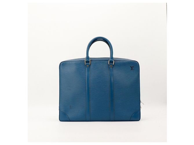 Louis Vuitton Valigetta in pelle Epi Blu - vista 3