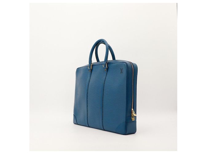 Louis Vuitton Valigetta in pelle Epi Blu - vista 4