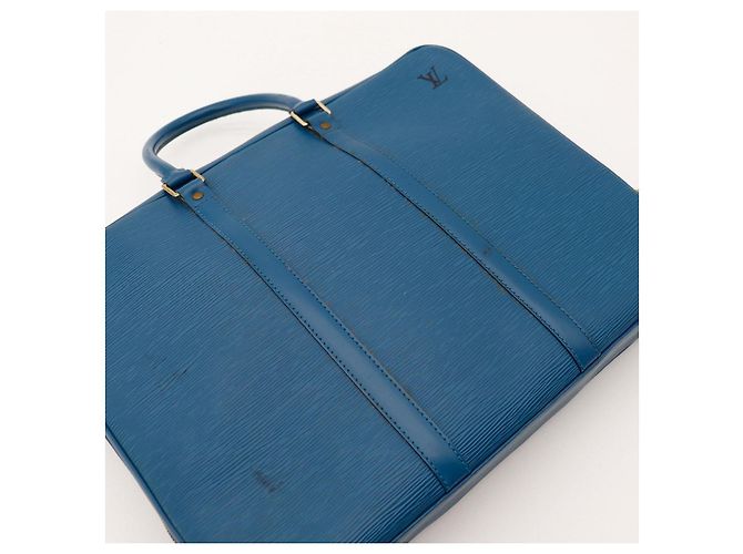 Louis Vuitton Valigetta in pelle Epi Blu - vista 6