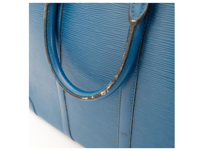 Louis Vuitton Valigetta in pelle Epi Blu - vista 7