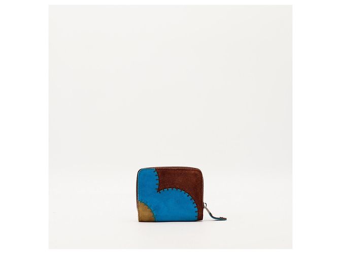 Cartera Bottega Veneta de ante patchwork con cremallera Castaño Azul - vista 2