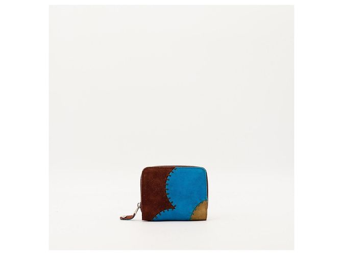 Cartera Bottega Veneta de ante patchwork con cremallera Castaño Azul - vista 3