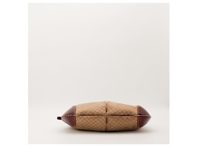Céline Celine Bolsa de ombro em canvas Monogram e couro de crocodilo Marrom Monograma - vista 6