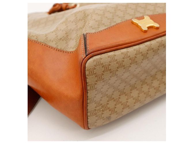 Céline Celine Bolso Bucket Triomphe Canvas Castaño Beige - vista 11