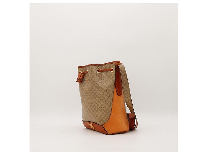 Céline Celine Bolso Bucket Triomphe Canvas Castaño Beige - vista 2