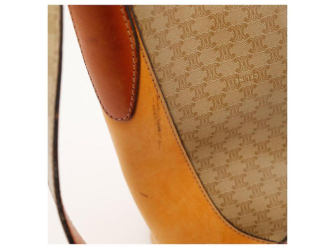 Céline Celine Bolso Bucket Triomphe Canvas Castaño Beige - vista 8