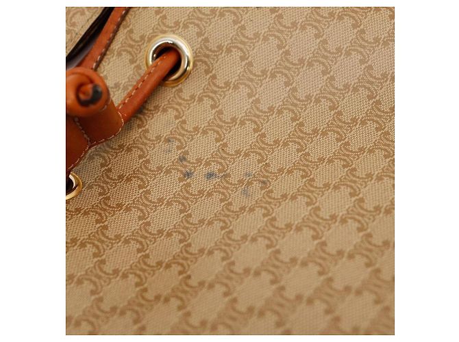 Céline Celine Bolso Bucket Triomphe Canvas Castaño Beige - vista 9