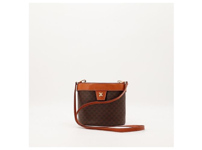 Céline Celine Borsa a tracolla Triomphe in tela e pelle Marrone - vista 2