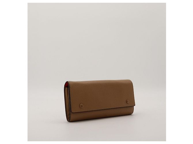 Céline Celine Cartera Bi-fold en piel de becerro granulada taupe Gris pardo - vista 4