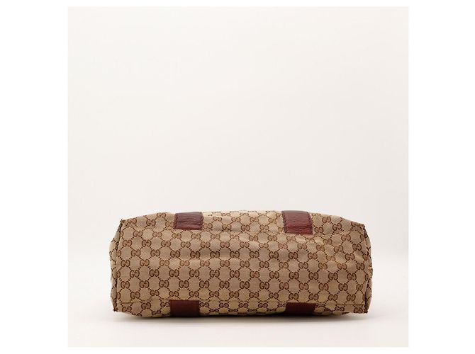 Gucci Borsa Tote GG Monogram in Tela e Pelle Marrone Beige - vista 5