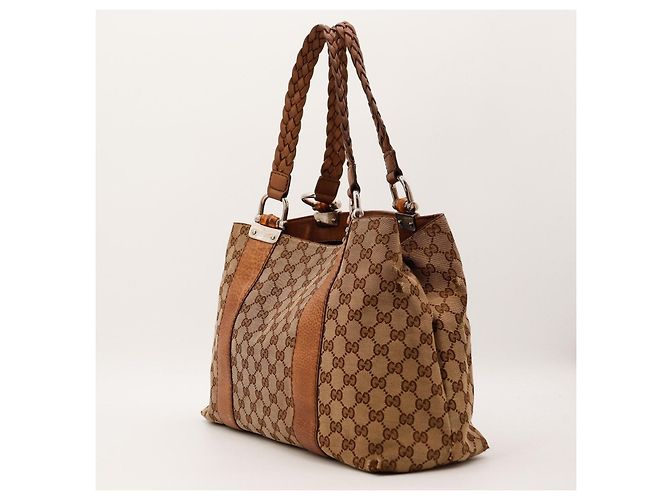 Gucci Borsa Bamboo in Tela Monogram GG Marrone Monogramma - vista 2