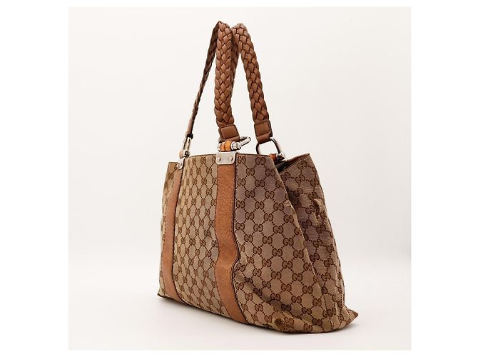 Gucci Borsa Bamboo in Tela Monogram GG Marrone Monogramma - vista 4