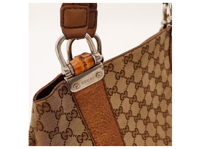 Gucci Borsa Bamboo in Tela Monogram GG Marrone Monogramma - vista 6