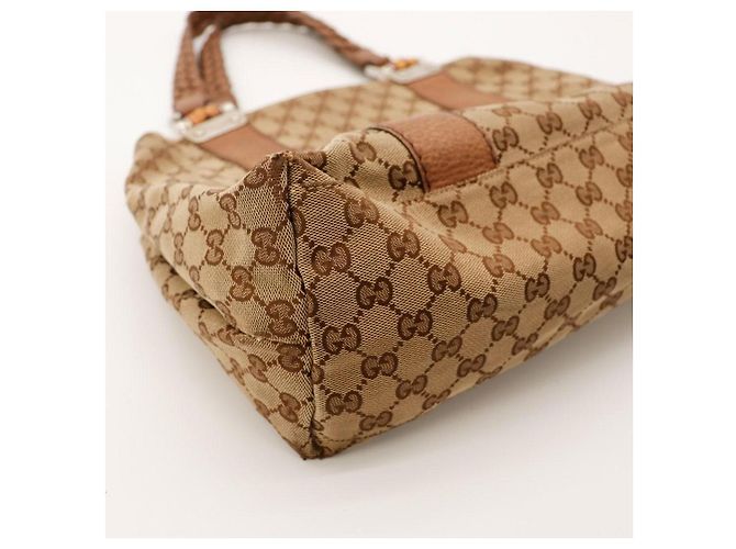 Gucci Borsa Bamboo in Tela Monogram GG Marrone Monogramma - vista 7