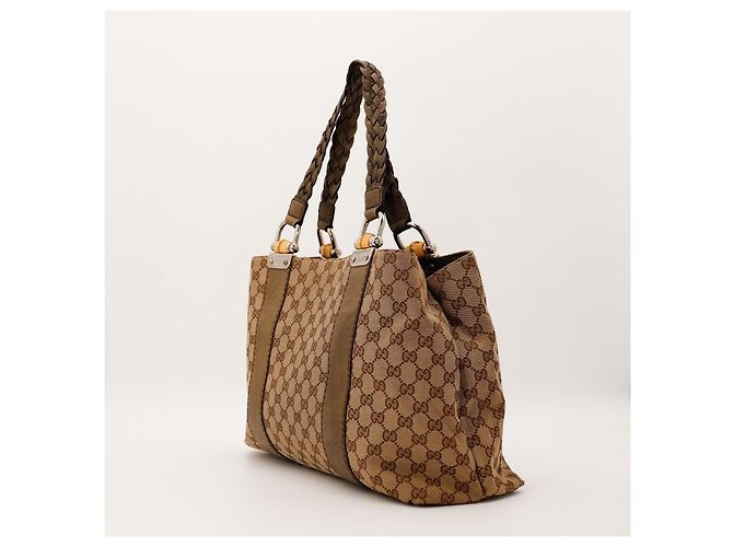 Gucci Borsa Bamboo in tela Monogram Marrone - vista 2