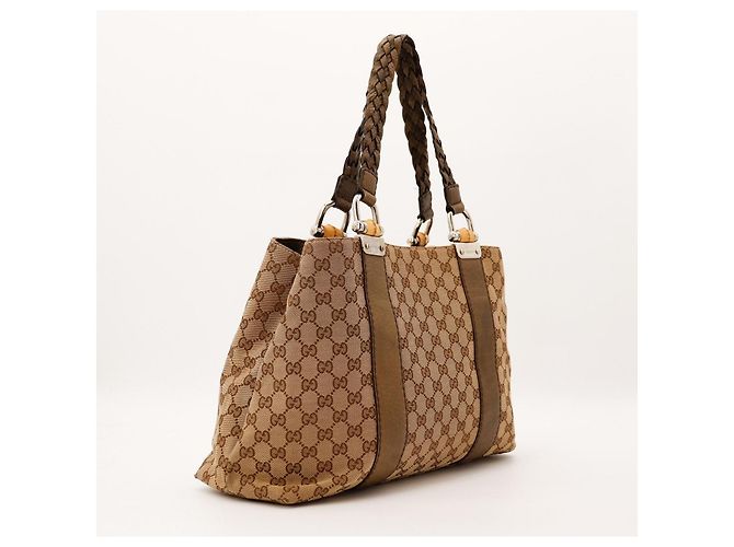 Gucci Borsa Bamboo in tela Monogram Marrone - vista 4