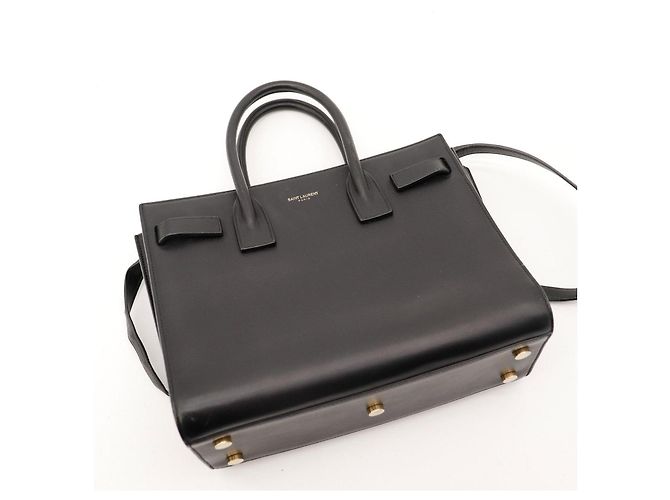 Saint Laurent Sac De Jour Nano Borsa Tote in pelle nera Nero - vista 6