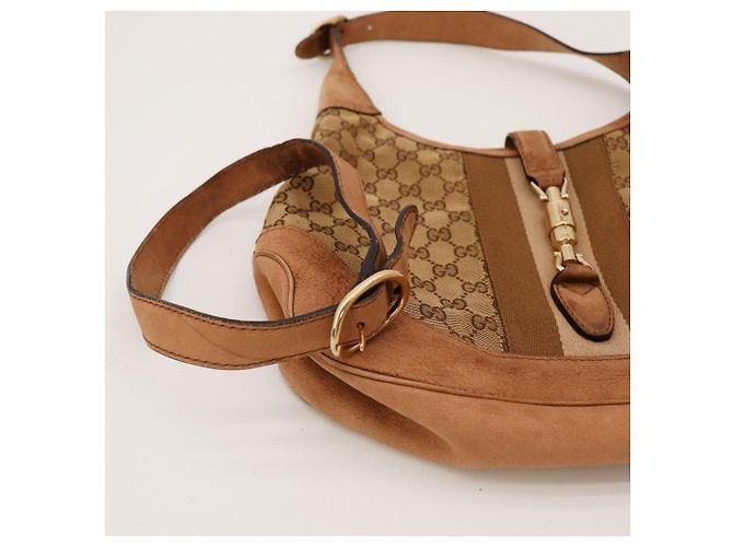 Gucci Jackie Borsa Hobo Tela Monogramma GG Marrone Beige - vista 11