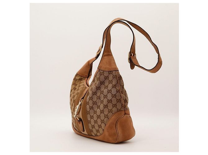 Gucci Jackie Borsa Hobo Tela Monogramma GG Marrone Beige - vista 2