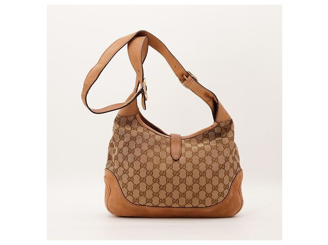 Gucci Jackie Borsa Hobo Tela Monogramma GG Marrone Beige - vista 3