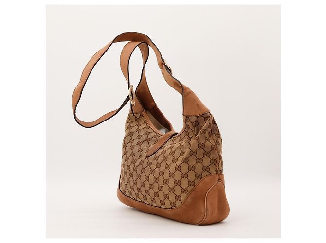 Gucci Jackie Borsa Hobo Tela Monogramma GG Marrone Beige - vista 4