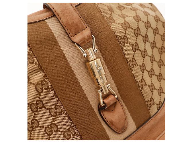 Gucci Jackie Borsa Hobo Tela Monogramma GG Marrone Beige - vista 6