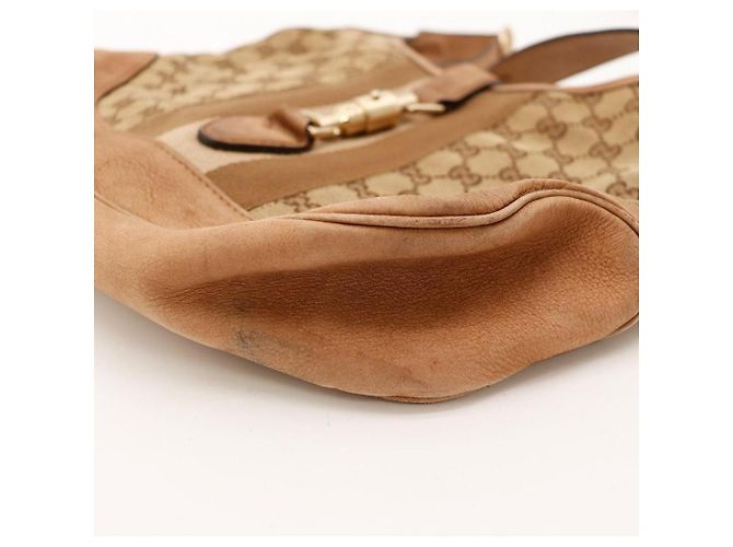 Gucci Jackie Borsa Hobo Tela Monogramma GG Marrone Beige - vista 8