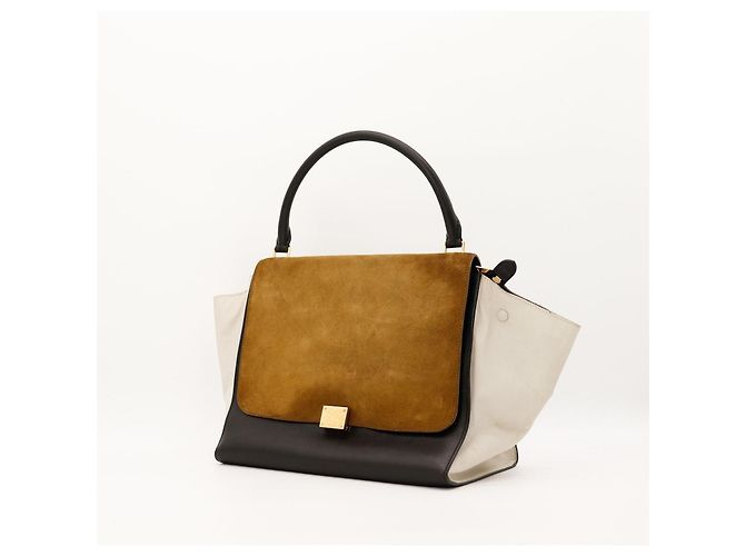Céline Celine Borsa Trio in Pelle e Camoscio Marrone Nero Beige - vista 2