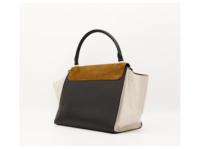 Céline Celine Borsa Trio in Pelle e Camoscio Marrone Nero Beige - vista 4