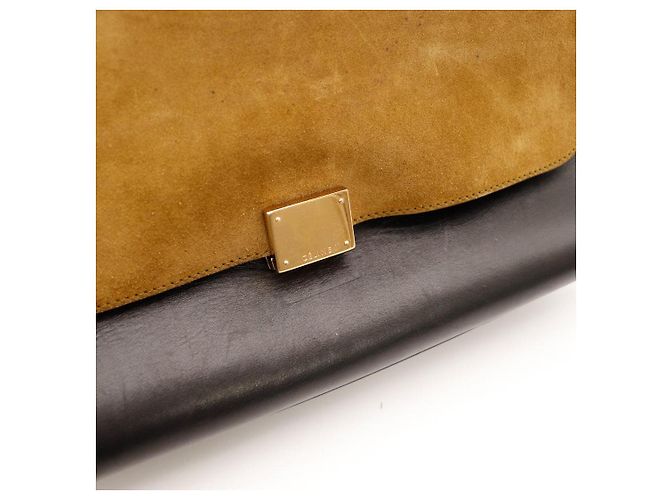 Céline Celine Borsa Trio in Pelle e Camoscio Marrone Nero Beige - vista 6