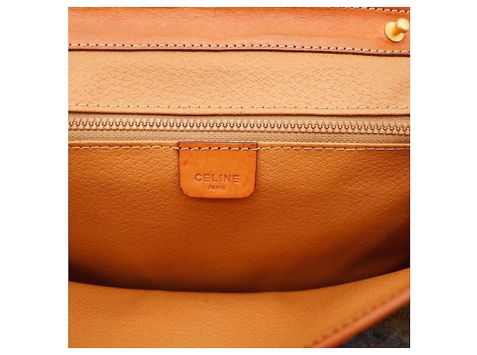 Céline Celine Clutch Triomphe em Lona Marrom Bege - vista 10