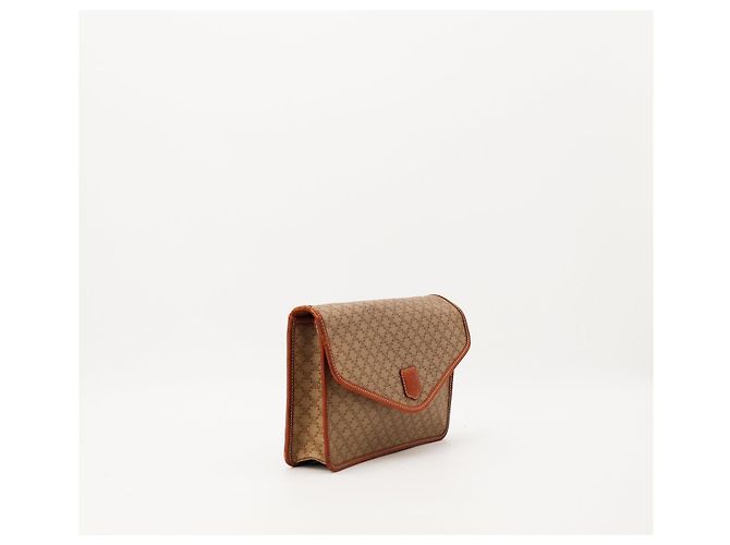 Céline Celine Clutch Triomphe em Lona Marrom Bege - vista 4