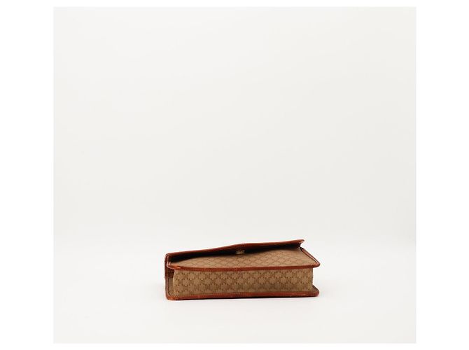 Céline Celine Clutch Triomphe em Lona Marrom Bege - vista 5