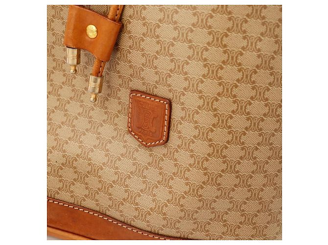 Céline Celine Monogram Canvas Leather Bucket Bag Brown - view 7