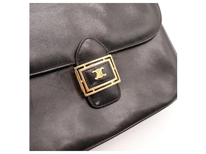 Céline Celine Borsa a tracolla Triomphe pelle nera Nero - vista 6