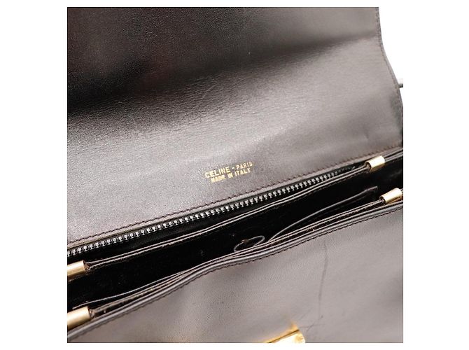 Céline Celine Borsa a tracolla Triomphe pelle nera Nero - vista 8