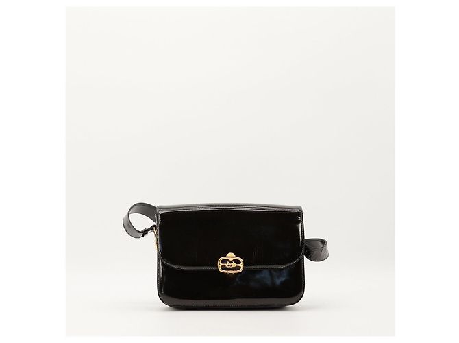 Céline Celine Borsa Triomphe Pelle Vernice Nera Nero - vista 2