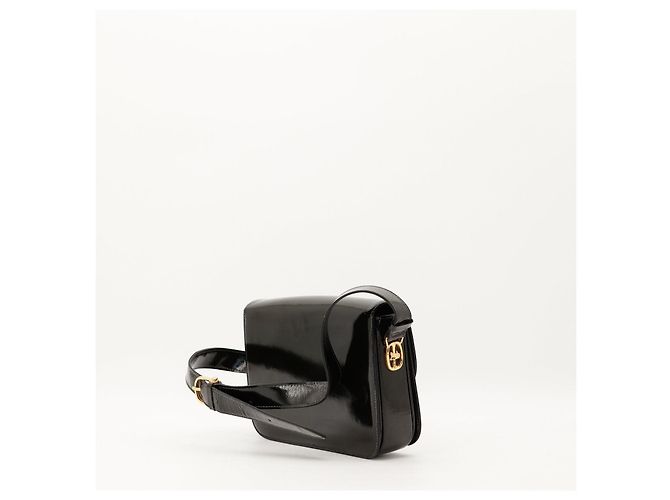 Céline Celine Borsa Triomphe Pelle Vernice Nera Nero - vista 4